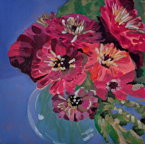 Vibrancy 8x8in Gouache on canvas panel $80 Inquire