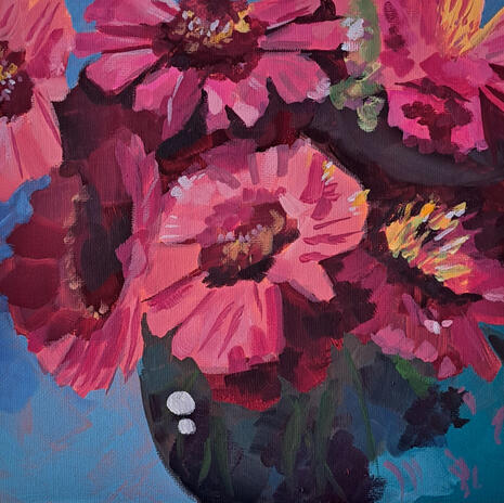 Up Close and Pink 8x8in Gouache on canvas panel $80 Inquire